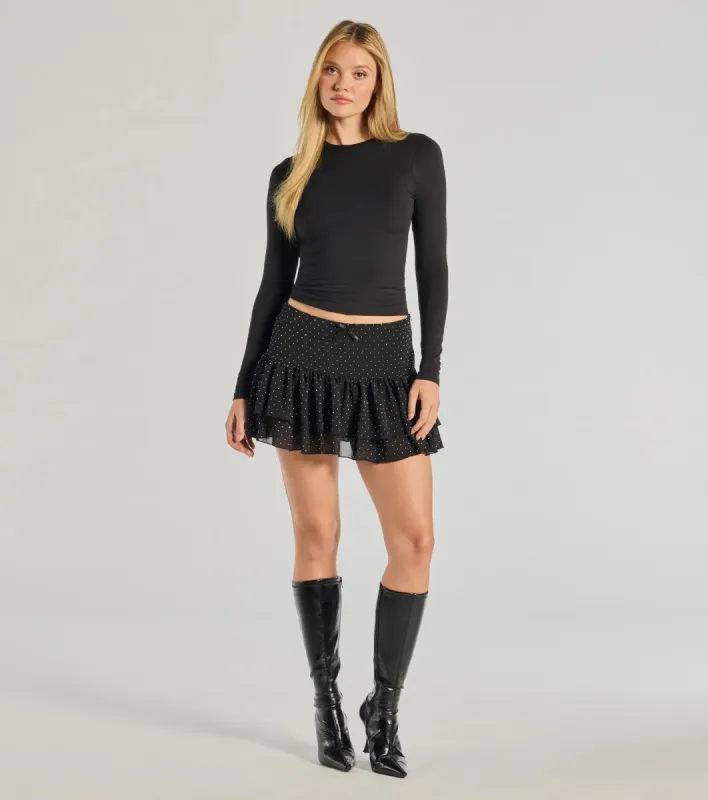 Subtle Charm High-Rise Rhinestone Skort sold by Windsor