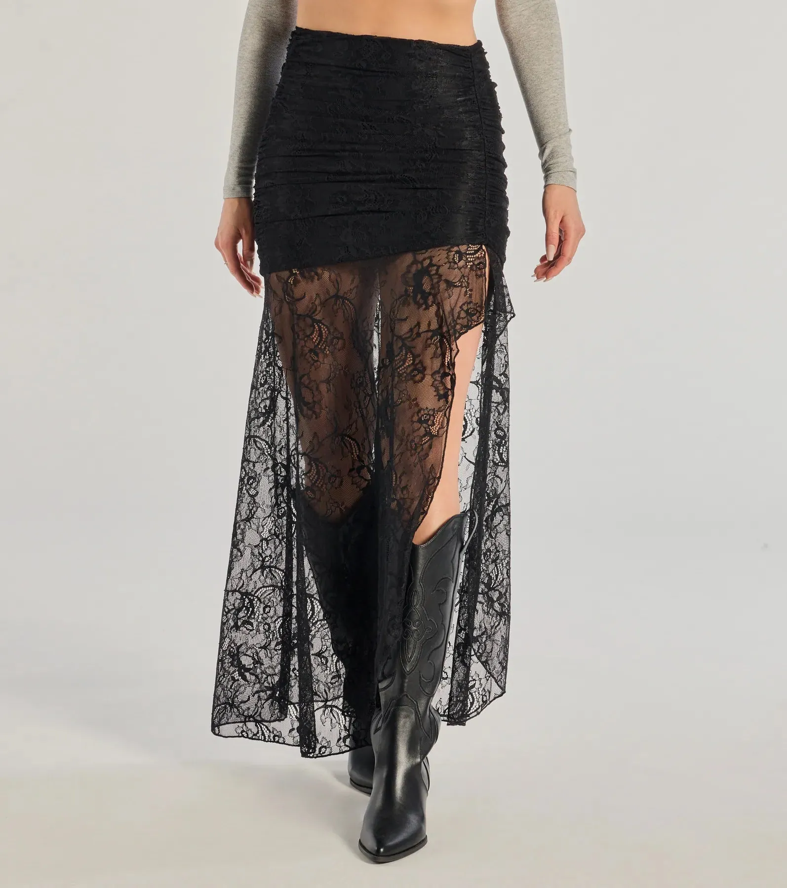 Keep A Secret Lace Slit Maxi Skirt sold by Windsor product image thumbnail 4