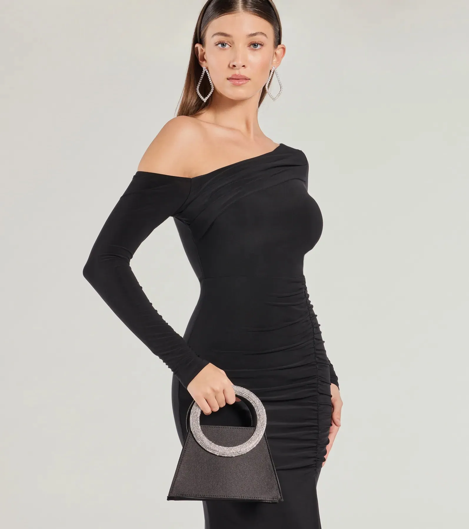 Glam Sophistication Rhinestone Handle Satin Bag sold by Windsor product image thumbnail 4