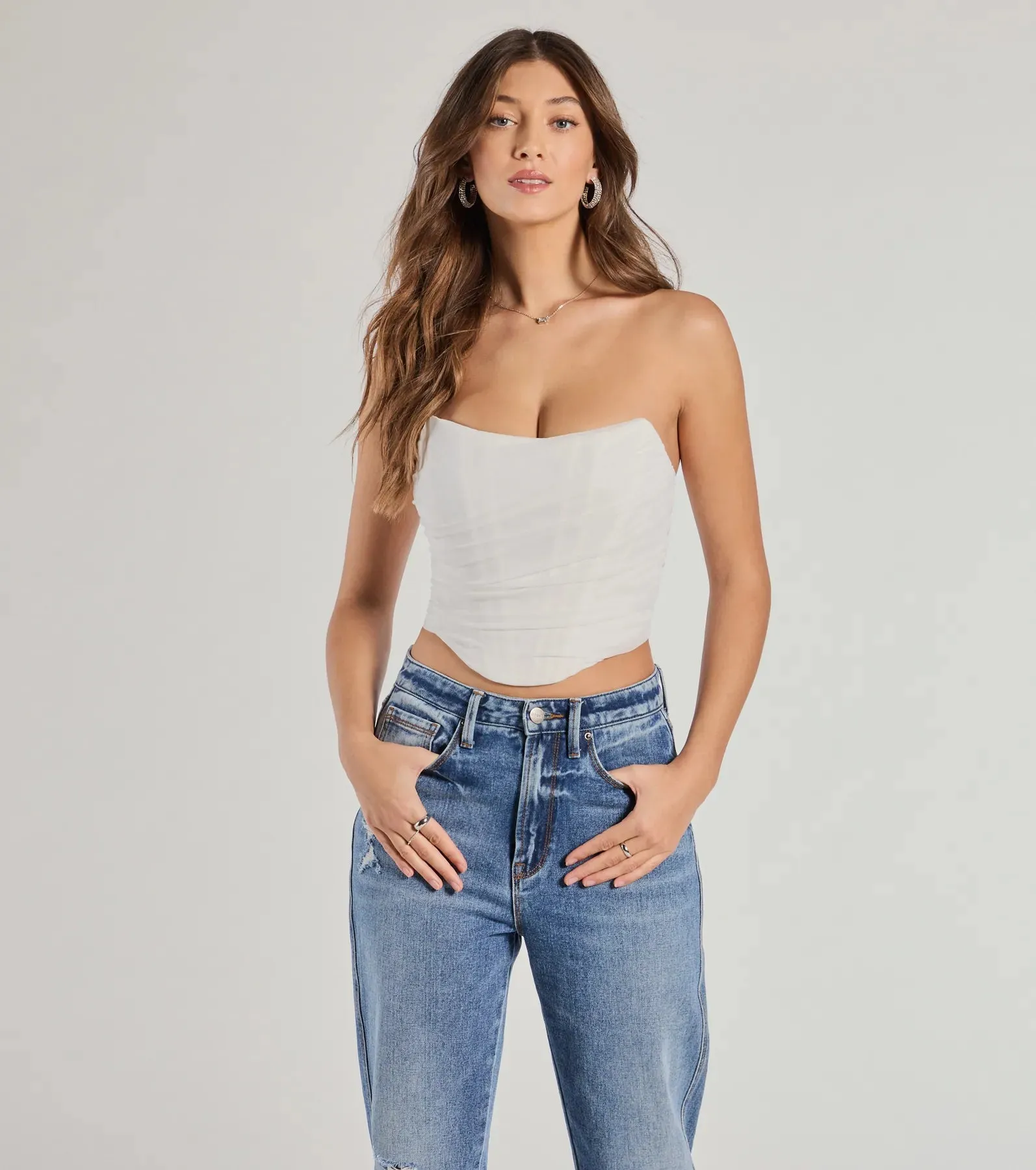 Hit The Streets Strapless Mesh Corset Top sold by Windsor