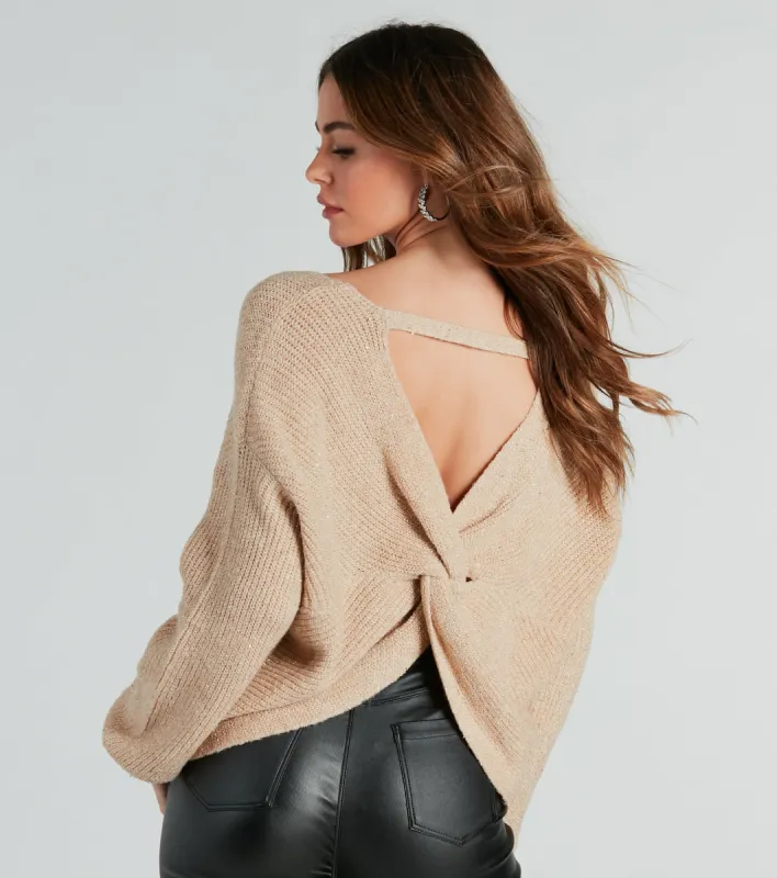 Head-Turning Cutie Oversized Knot Back Sweater sold by Windsor