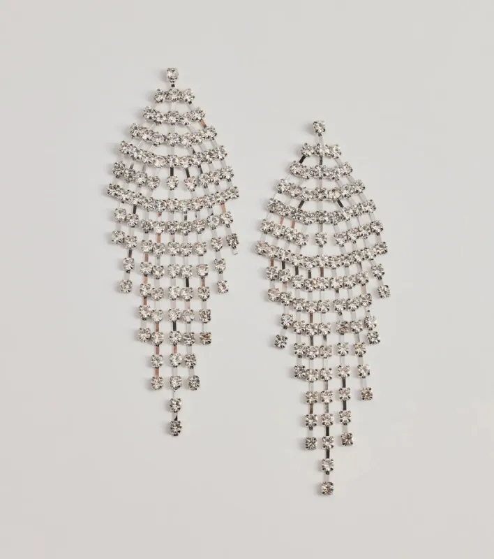 Vintage Glam Rhinestone Fringe Earrings sold by Windsor