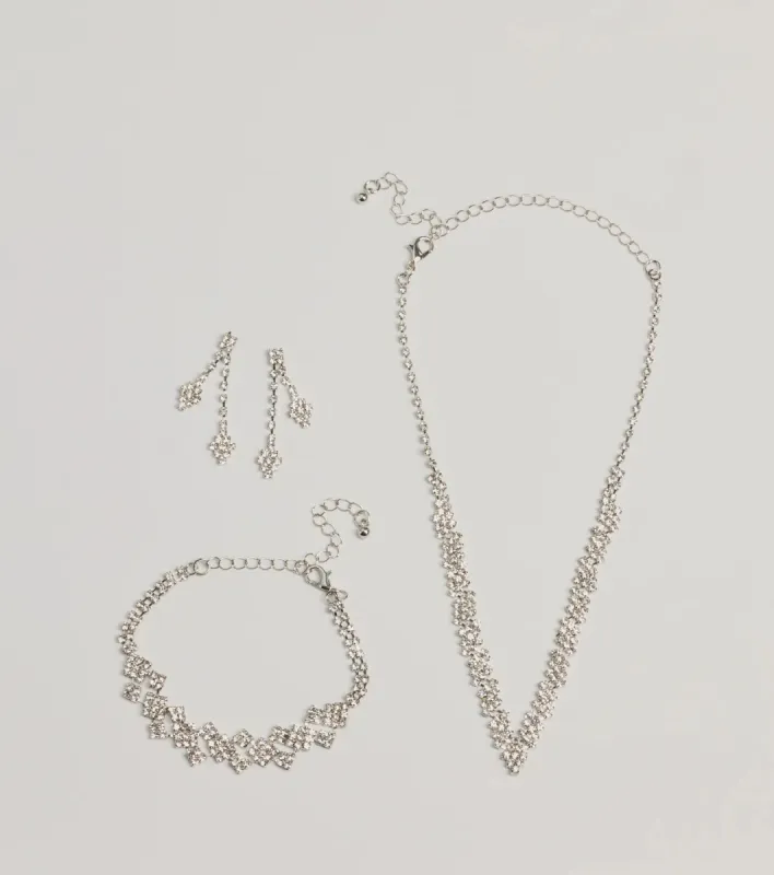All That Glitzy Glam Necklace, Earrings, And Bracelet Set sold by Windsor