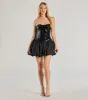 Party Queen Sequin Strapless Bubble Hem Skater Dress sold by Windsor