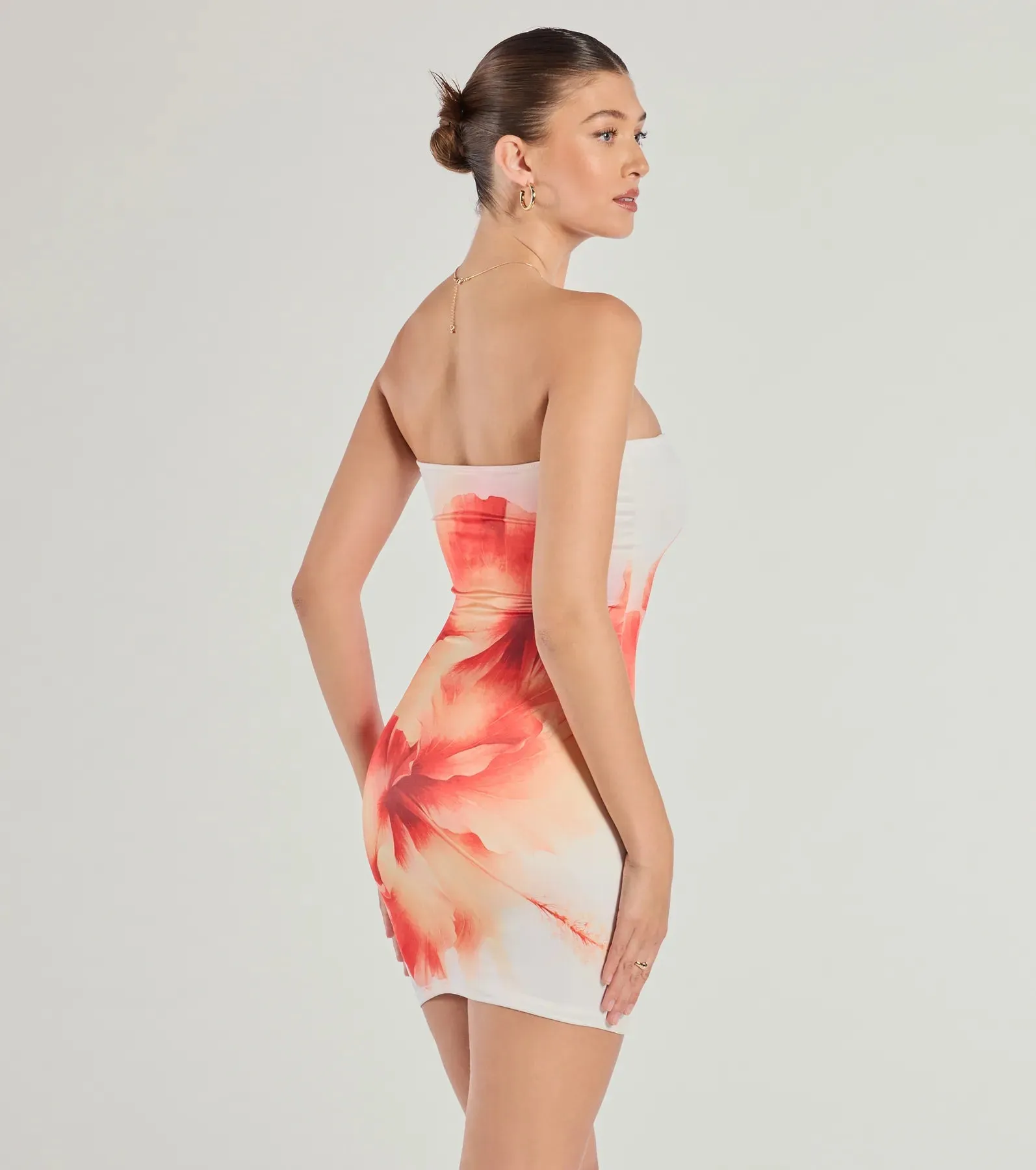 Bold Vibe Floral Print Strapless Bodycon Mini Dress sold by Windsor product image thumbnail 2