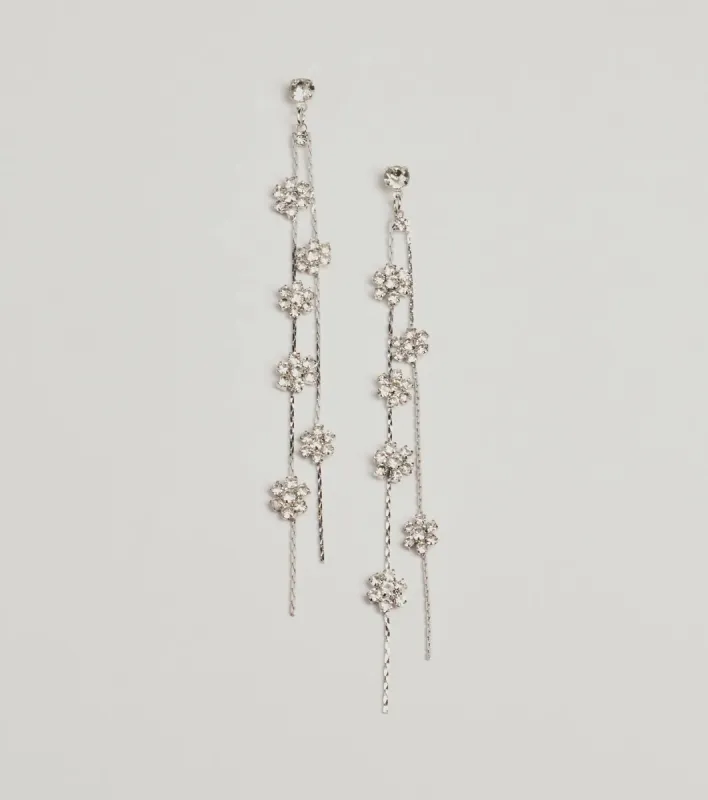Floral Enchantment Rhinestone Linear Earrings sold by Windsor