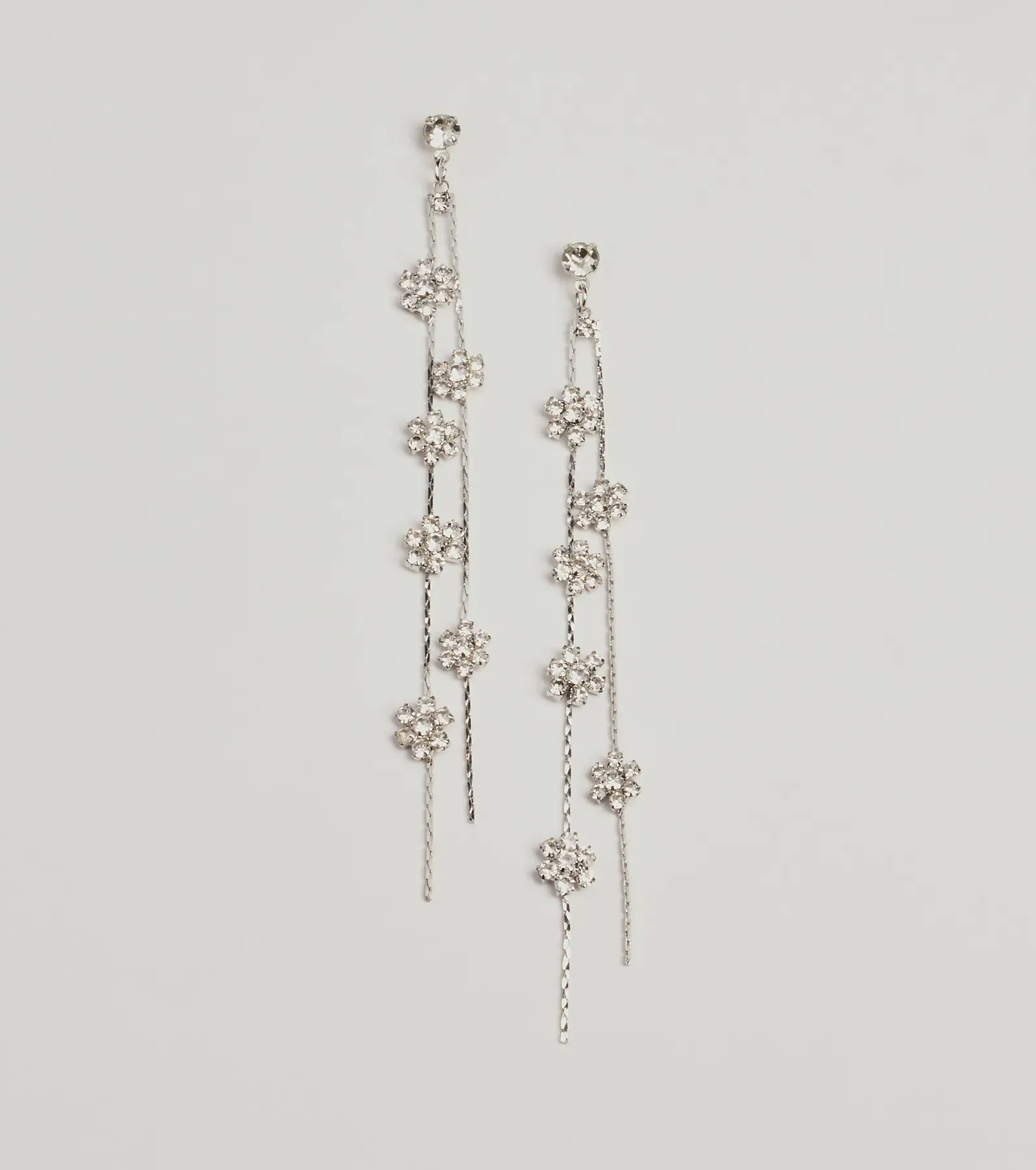 Floral Enchantment Rhinestone Linear Earrings sold by Windsor