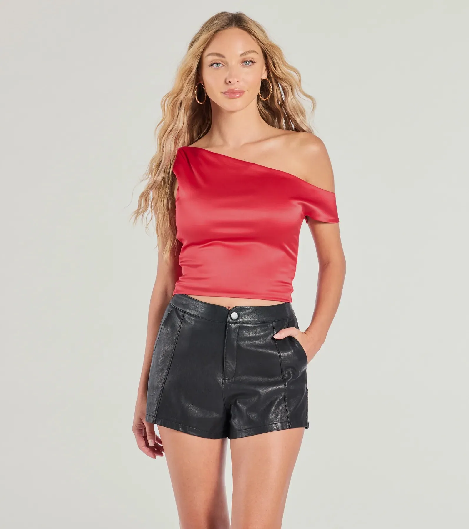Sleek Vibes Satin Off-The-Shoulder Top sold by Windsor