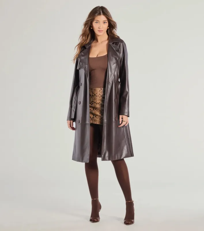 Iconic Muse Faux Leather Belted Trench Coat sold by Windsor