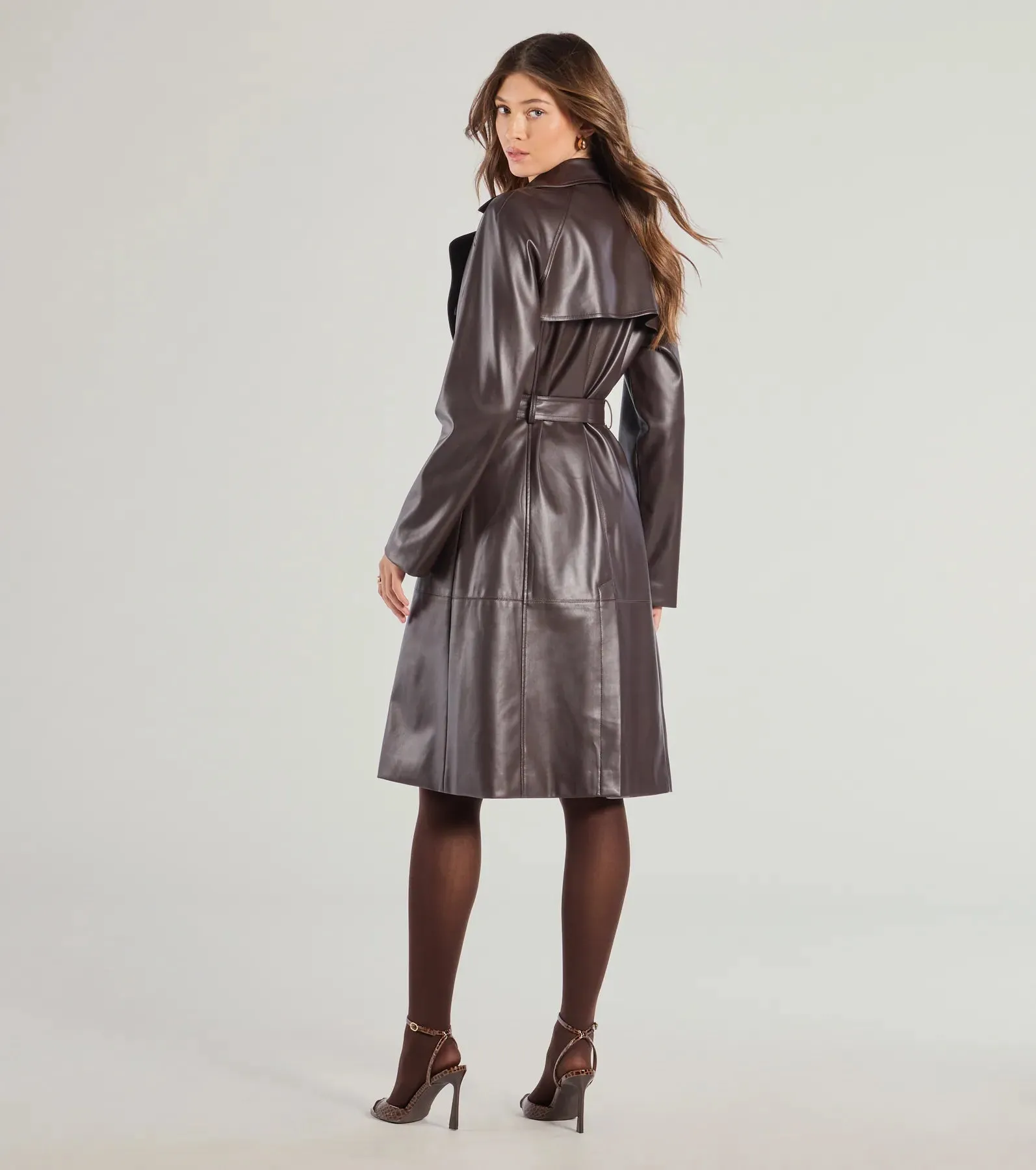 Iconic Muse Faux Leather Belted Trench Coat sold by Windsor product image thumbnail 2