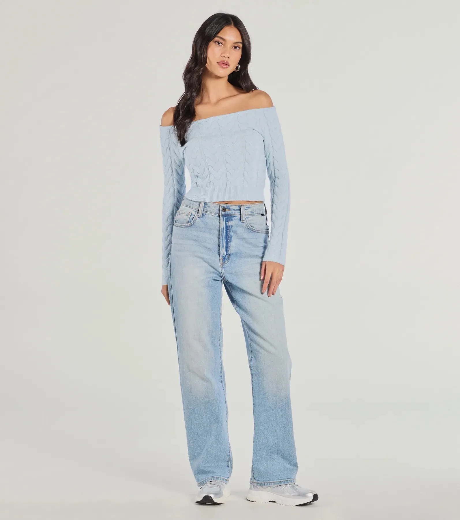 Cozy Cutie Off-The-Shoulder Cable Knit Top sold by Windsor product image thumbnail 3