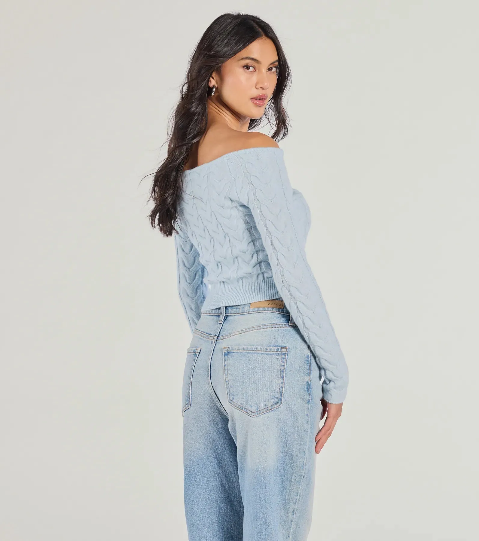Cozy Cutie Off-The-Shoulder Cable Knit Top sold by Windsor product image thumbnail 2