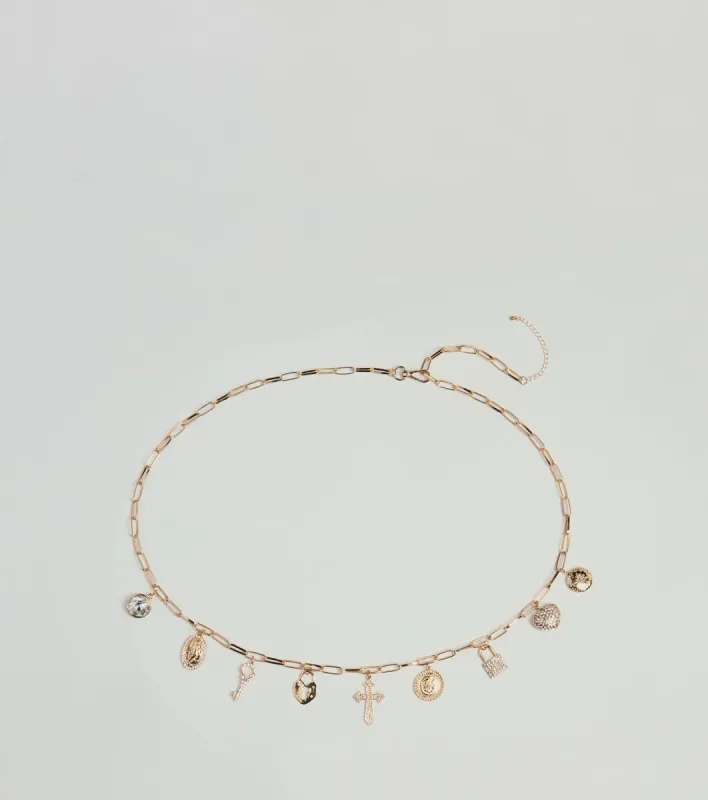 Boho Chic Multi Charm Chain Metal Belt sold by Windsor