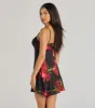 Beauty So Divine Floral Satin A-Line Mini Dress sold by Windsor