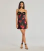 Beauty So Divine Floral Satin A-Line Mini Dress sold by Windsor