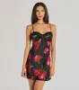 Beauty So Divine Floral Satin A-Line Mini Dress sold by Windsor