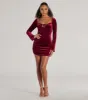 Season Of Splendor Long Sleeve Velvet Mini Dress sold by Windsor