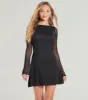 Sheer Style Low Back Fit And Flare Mini Dress sold by Windsor