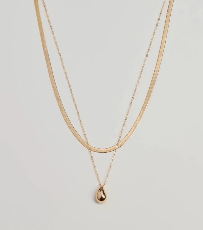 Luxe Layered Teardrop Charm Necklace sold by Windsor
