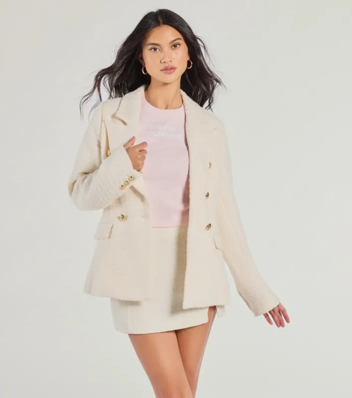 Layer On The Style Tweed Button Blazer sold by Windsor