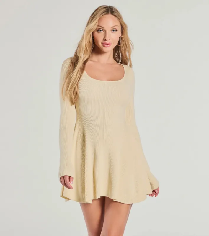 Cutest Twirl Long Sleeve Knit Skater Dress sold by Windsor