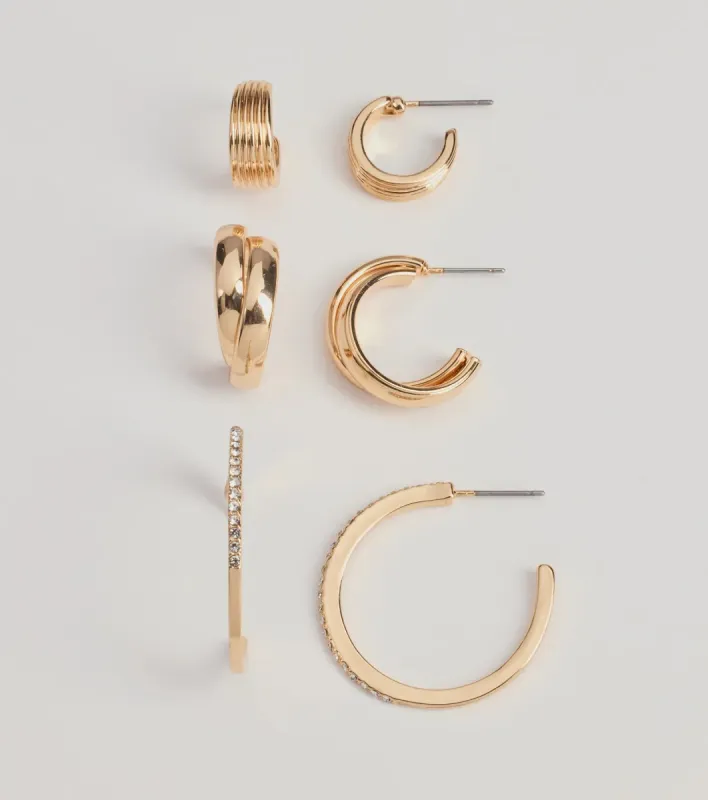 Dazzling Luxe Hoop Earrings Three-Pack sold by Windsor