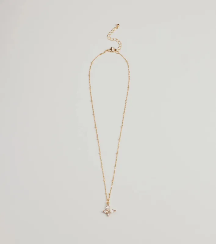 Charming Glam Cubic Zirconia Butterfly Pendant Necklace sold by Windsor