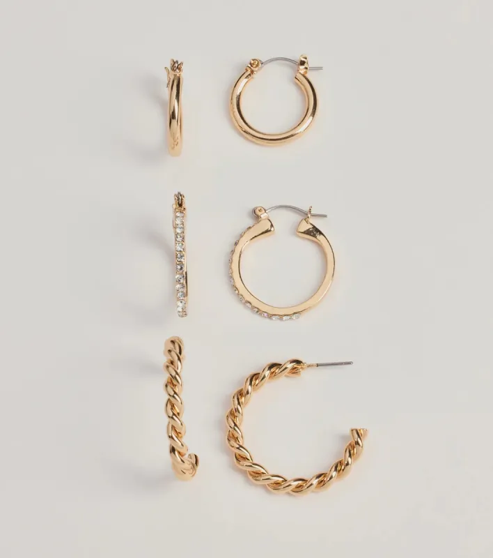 Iconic Elegance Three-Pack Hoop Earrings Set sold by Windsor