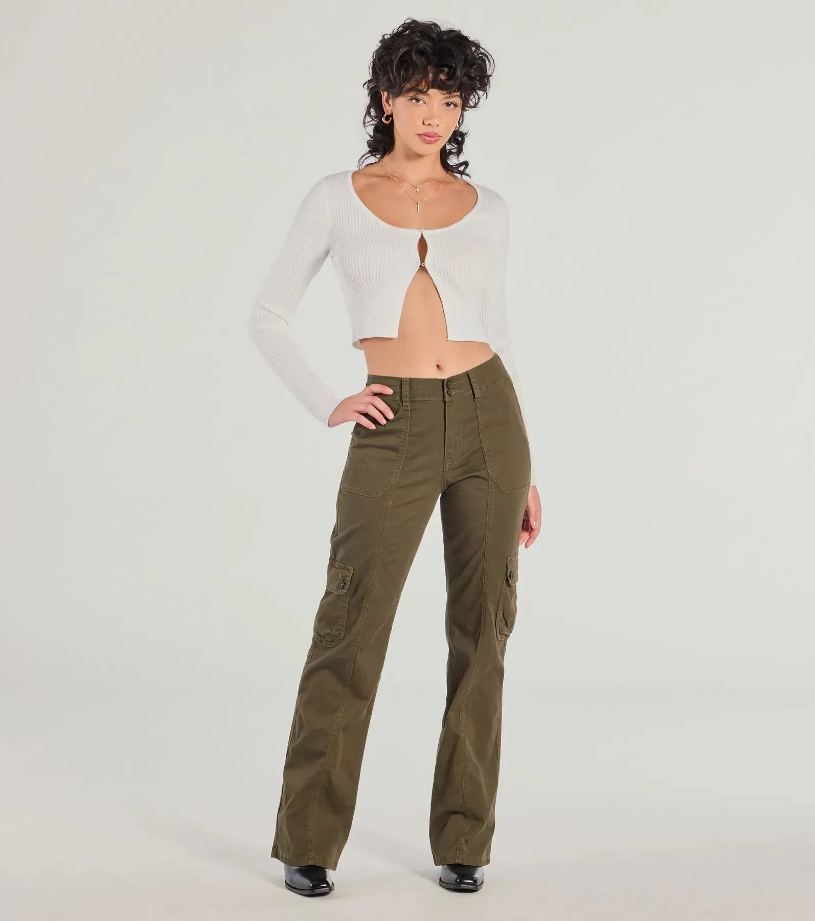 Take Charge Mid Rise Straight Cargo Pants sold by Windsor