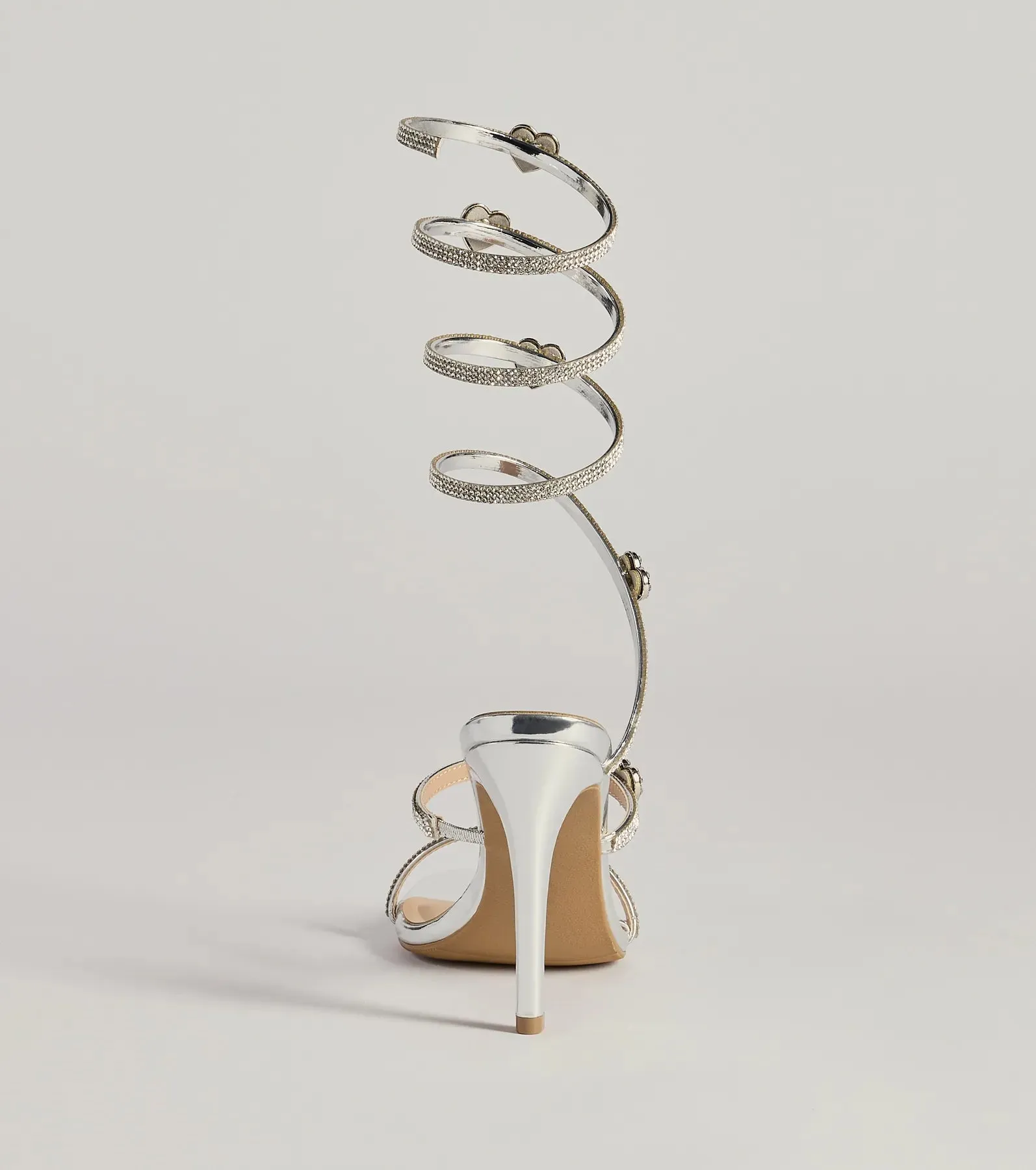 Sparkly Stride Metallic Spiral Strap Stiletto Heels sold by Windsor product image thumbnail 4