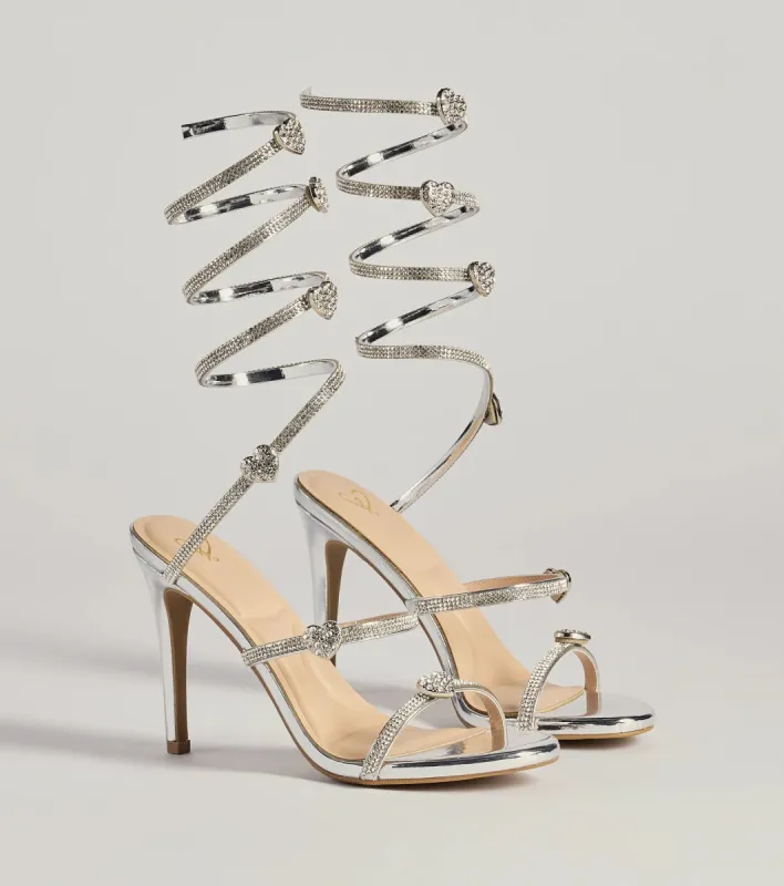 Sparkly Stride Metallic Spiral Strap Stiletto Heels sold by Windsor