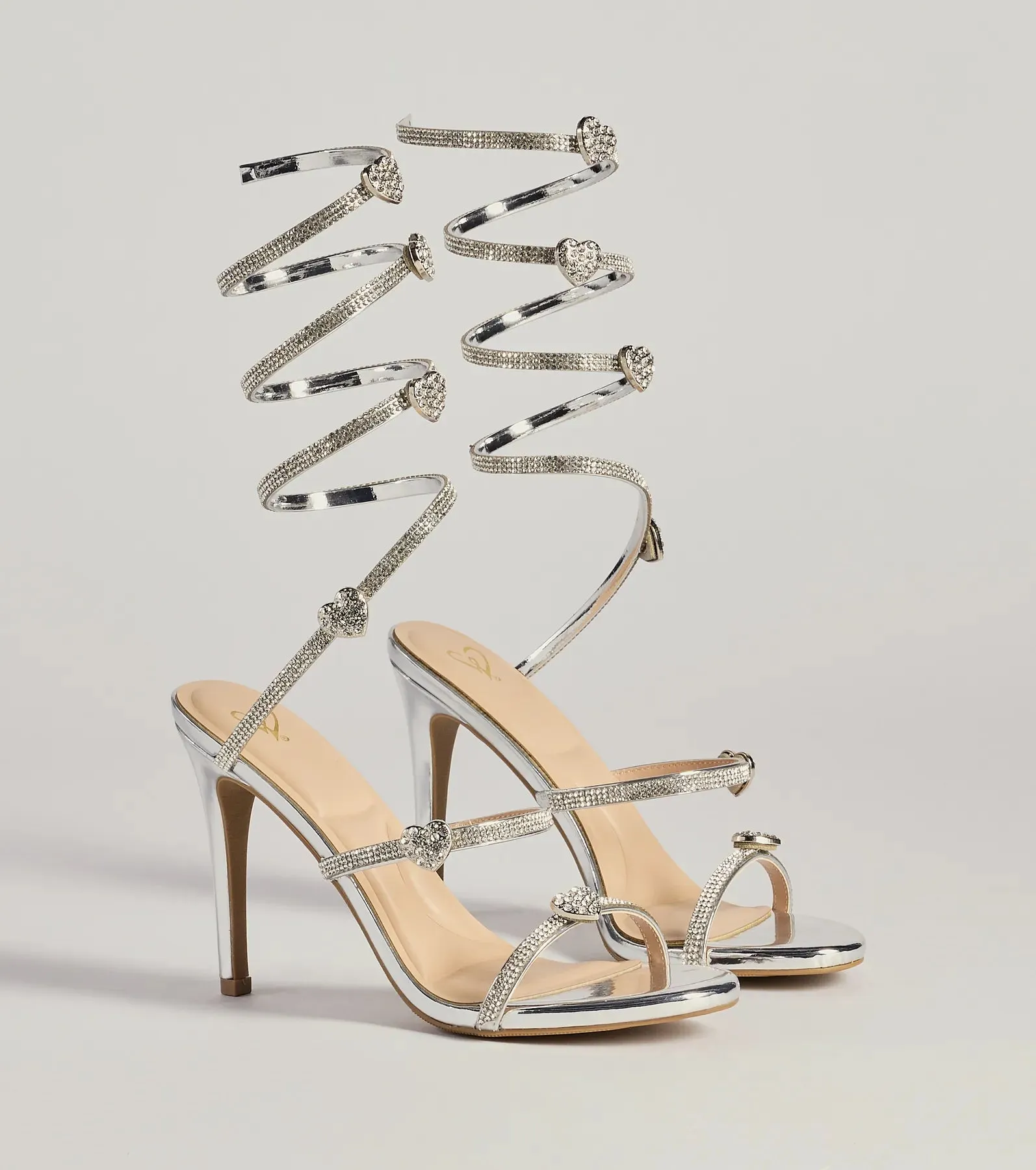 Sparkly Stride Metallic Spiral Strap Stiletto Heels sold by Windsor