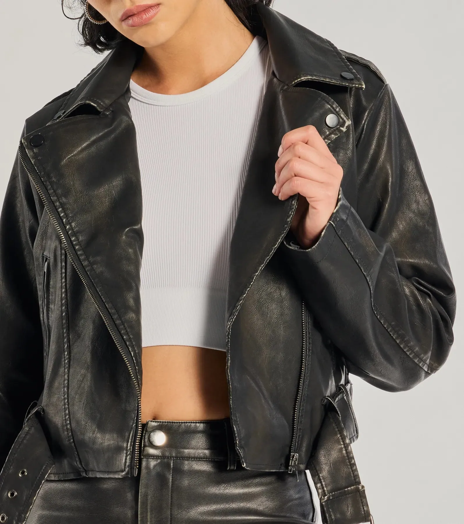 Shift Into Glam Faux Leather Moto Jacket sold by Windsor product image thumbnail 4