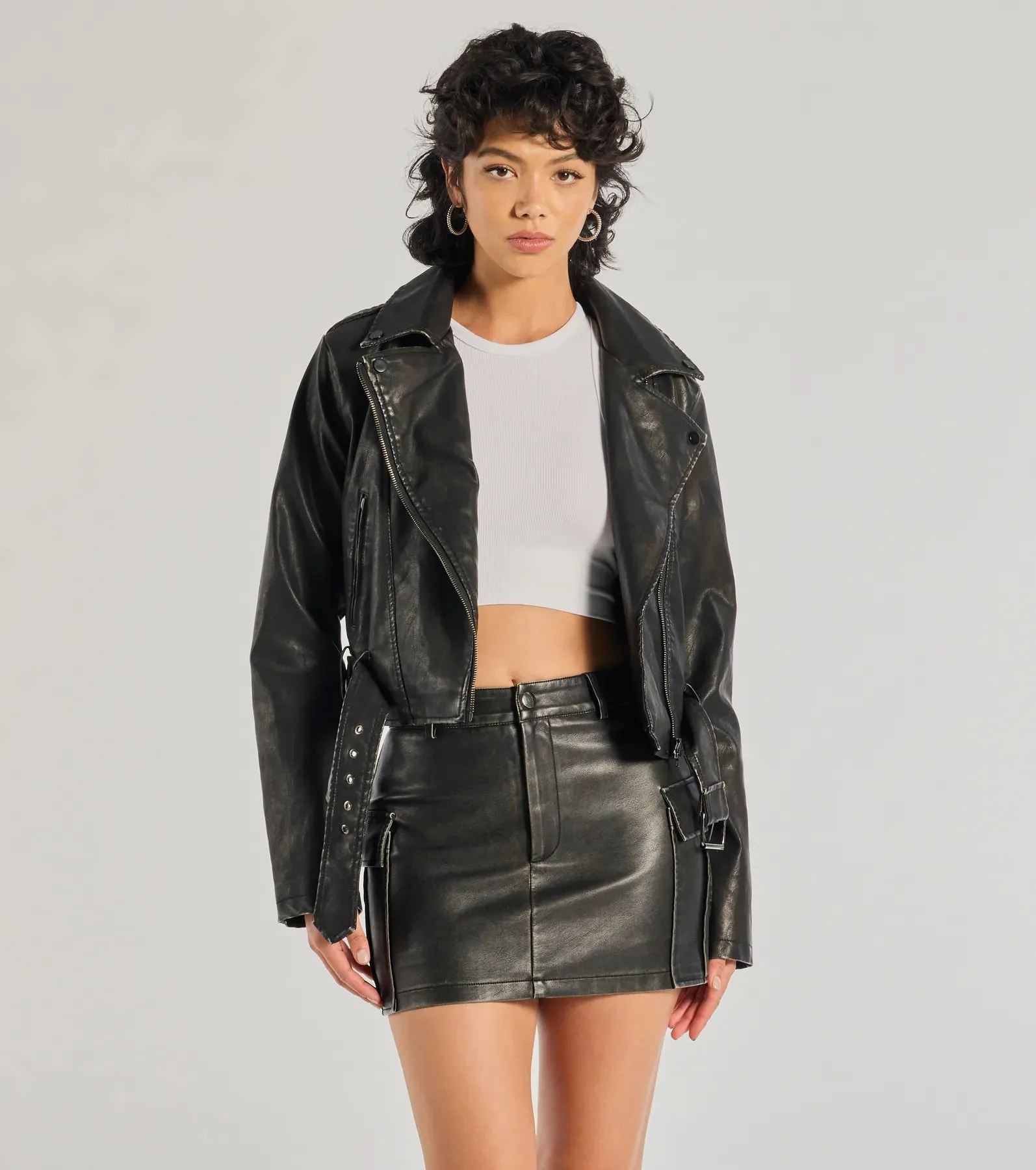 Shift Into Glam Faux Leather Moto Jacket sold by Windsor