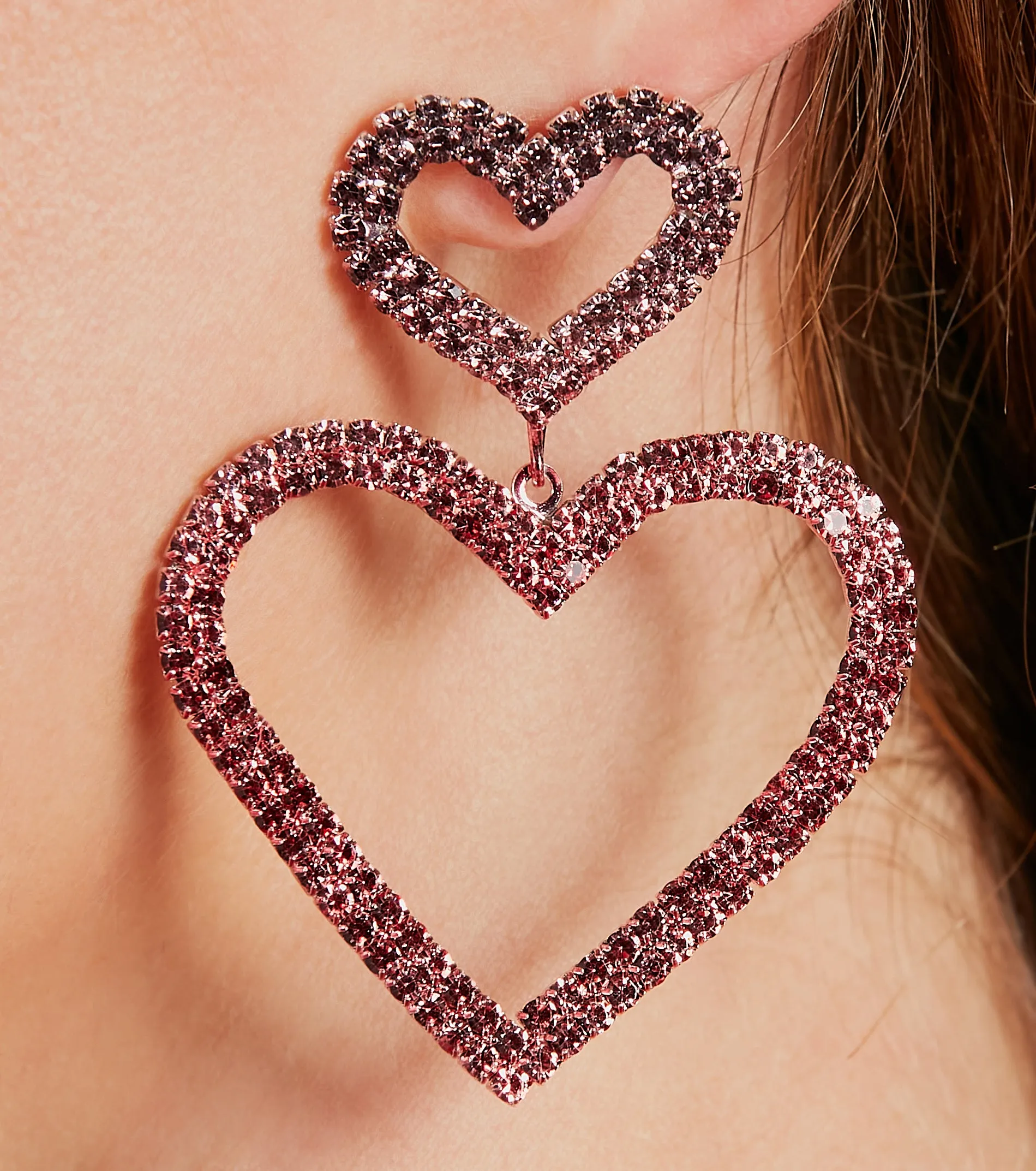 Love The Glamour Rhinestone Heart Earrings sold by Windsor product image thumbnail 2