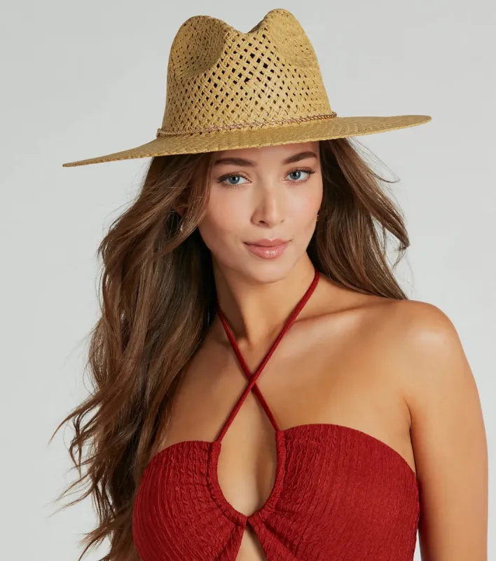 Stylish Travel Pal Twist Chain Straw Panama Hat sold by Windsor