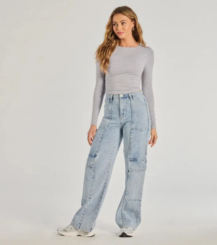 Streetwear Vibe High-Rise Cargo Denim Jeans sold by Windsor