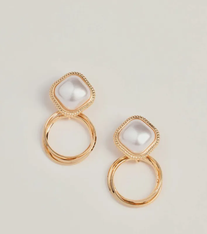 Luxe Statement Pearl Hoop Drop Earrings sold by Windsor