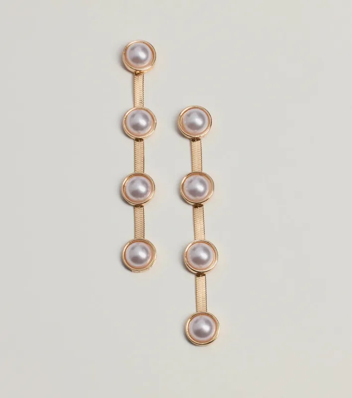 Perfect Look Pearl Snake Chain Earrings sold by Windsor