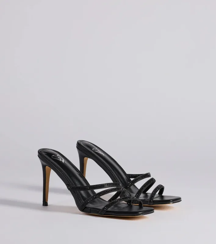 Staying Out Tonight Rhinestone Strappy Stiletto Heels sold by Windsor