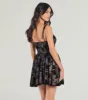 Decadent Beauty Flocked Floral Velvet Skater Dress sold by Windsor