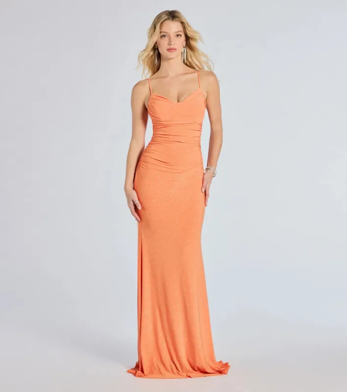 Patricia Cowl Neck Mermaid Glitter Formal Dress sold by Windsor