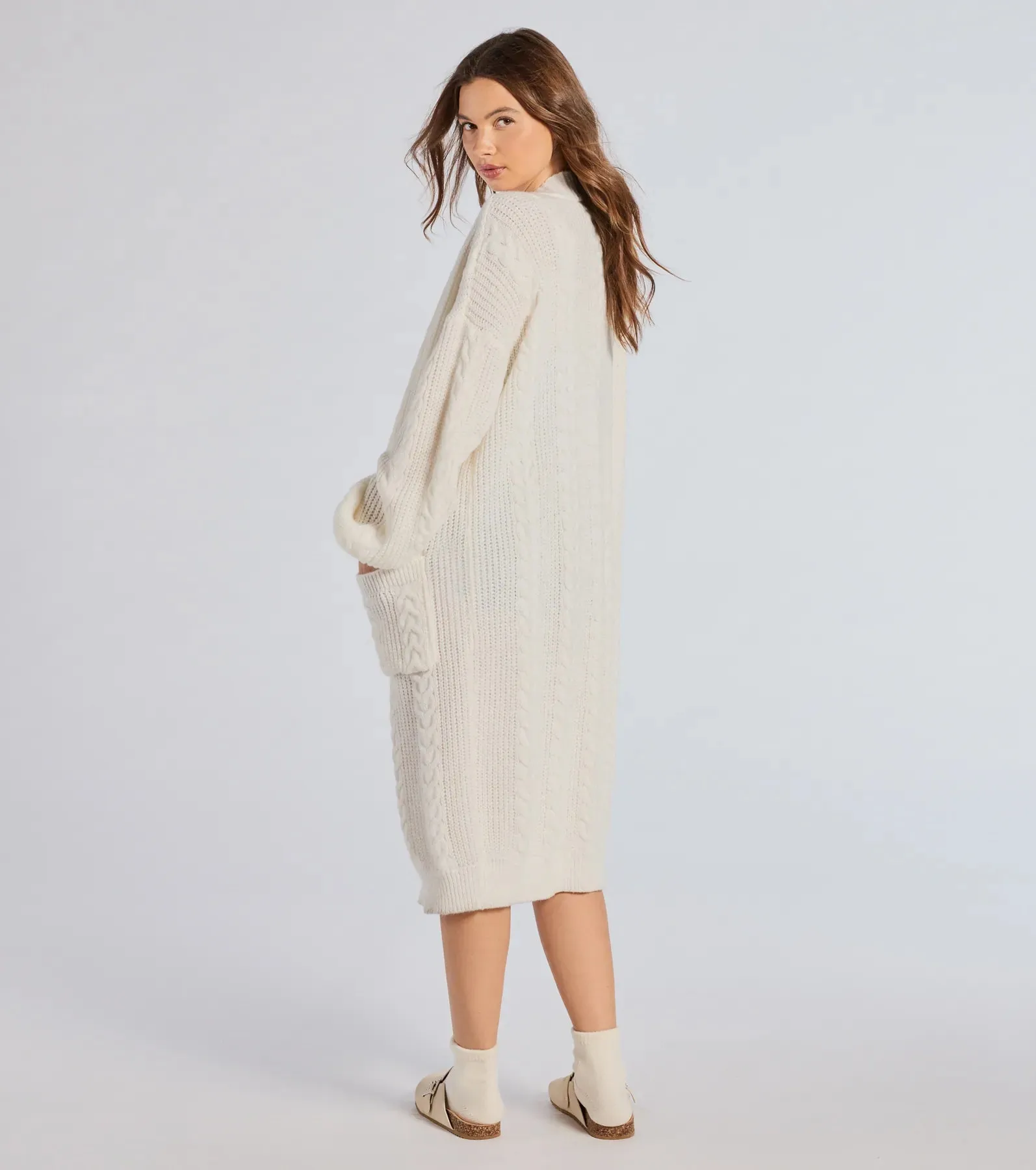 Layer On The Cute Cable Knit Duster Sweater sold by Windsor product image thumbnail 2