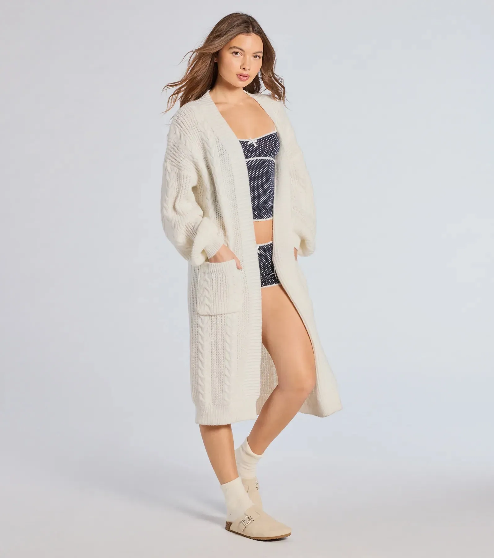 Layer On The Cute Cable Knit Duster Sweater sold by Windsor product image thumbnail 4
