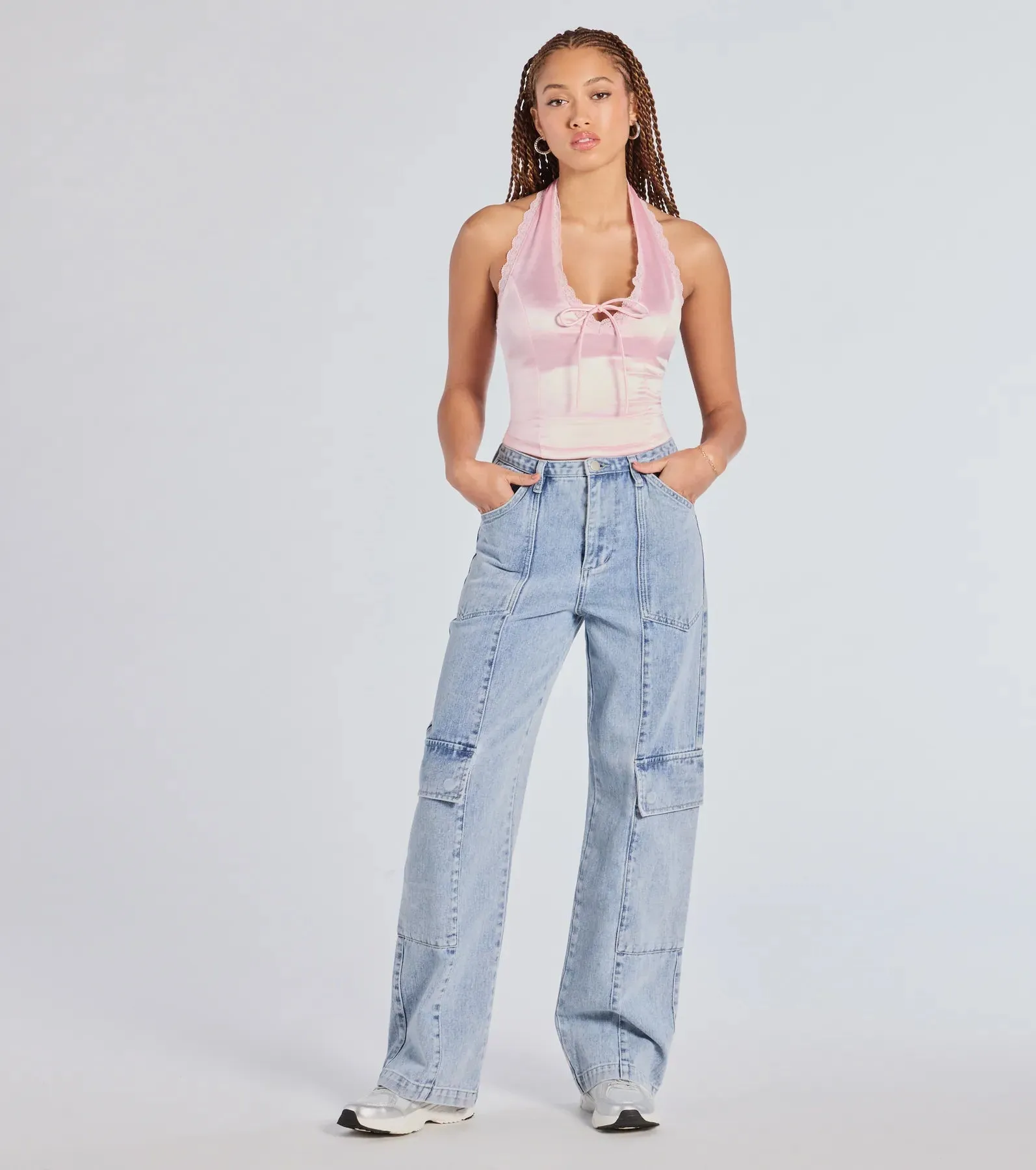 Lace Be Real Halter Satin Crop Top sold by Windsor product image thumbnail 3