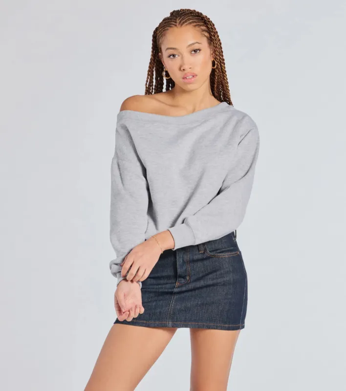 Forever A Fave Long Sleeve Bubble Hem Crop Sweatshirt sold by Windsor