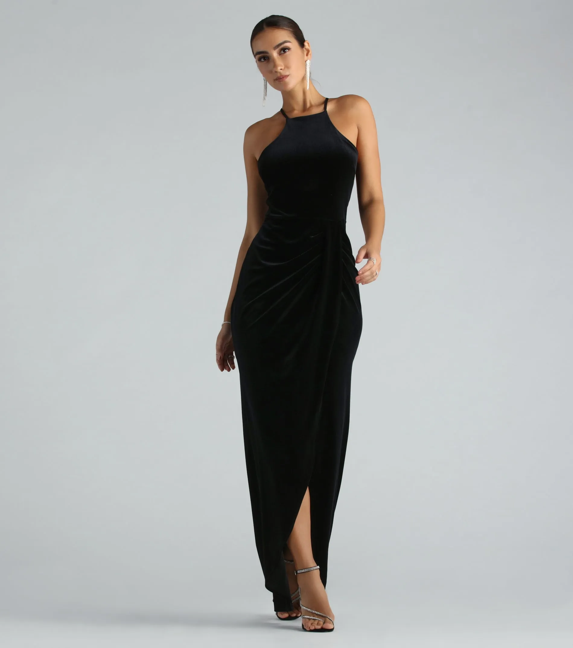 Marcela Formal Velvet High Neck Long Dress sold by Windsor