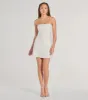 Chic Amore Strapless Pleated Satin A-Line Mini Dress sold by Windsor