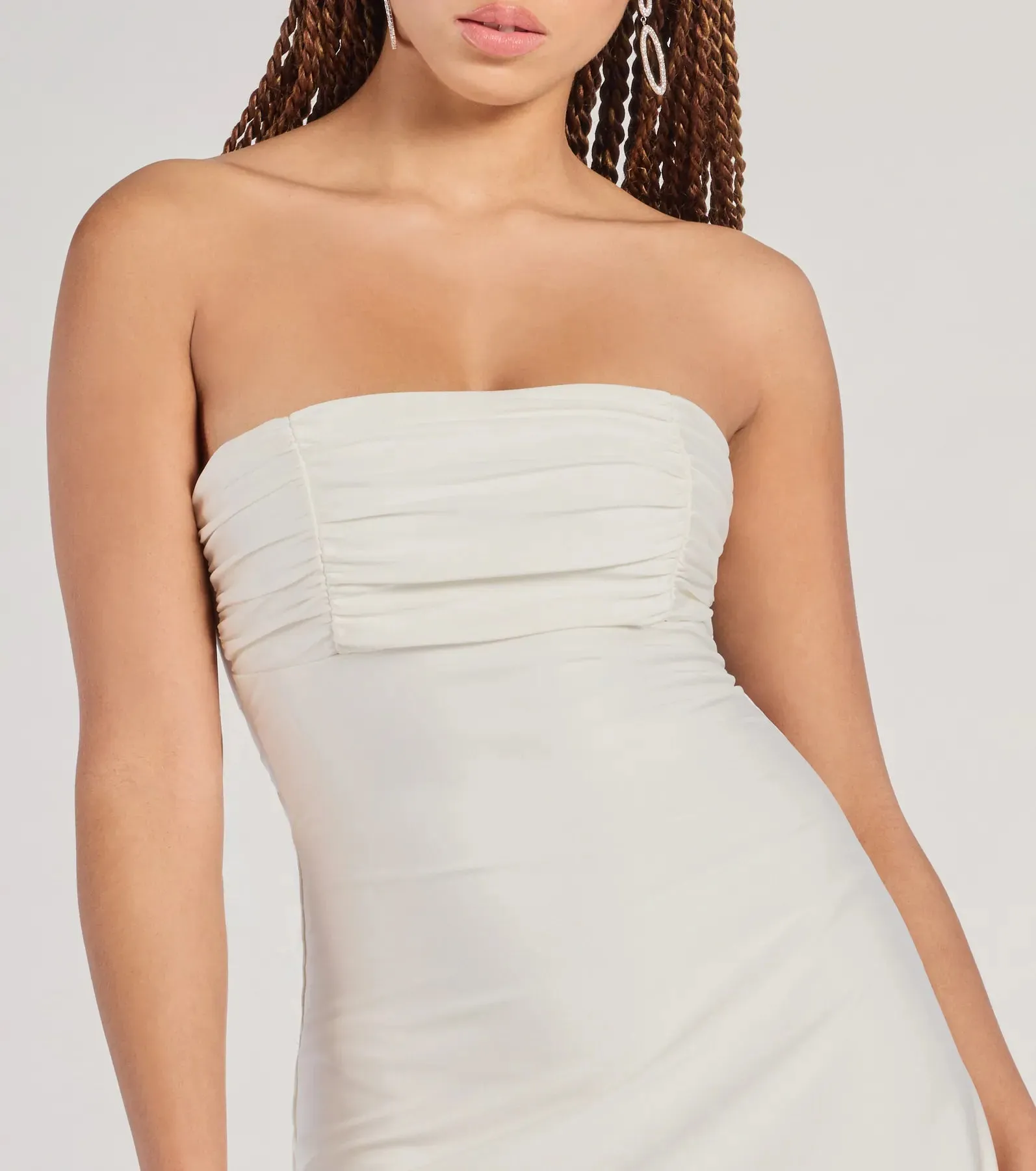 Chic Amore Strapless Pleated Satin A-Line Mini Dress sold by Windsor product image thumbnail 4