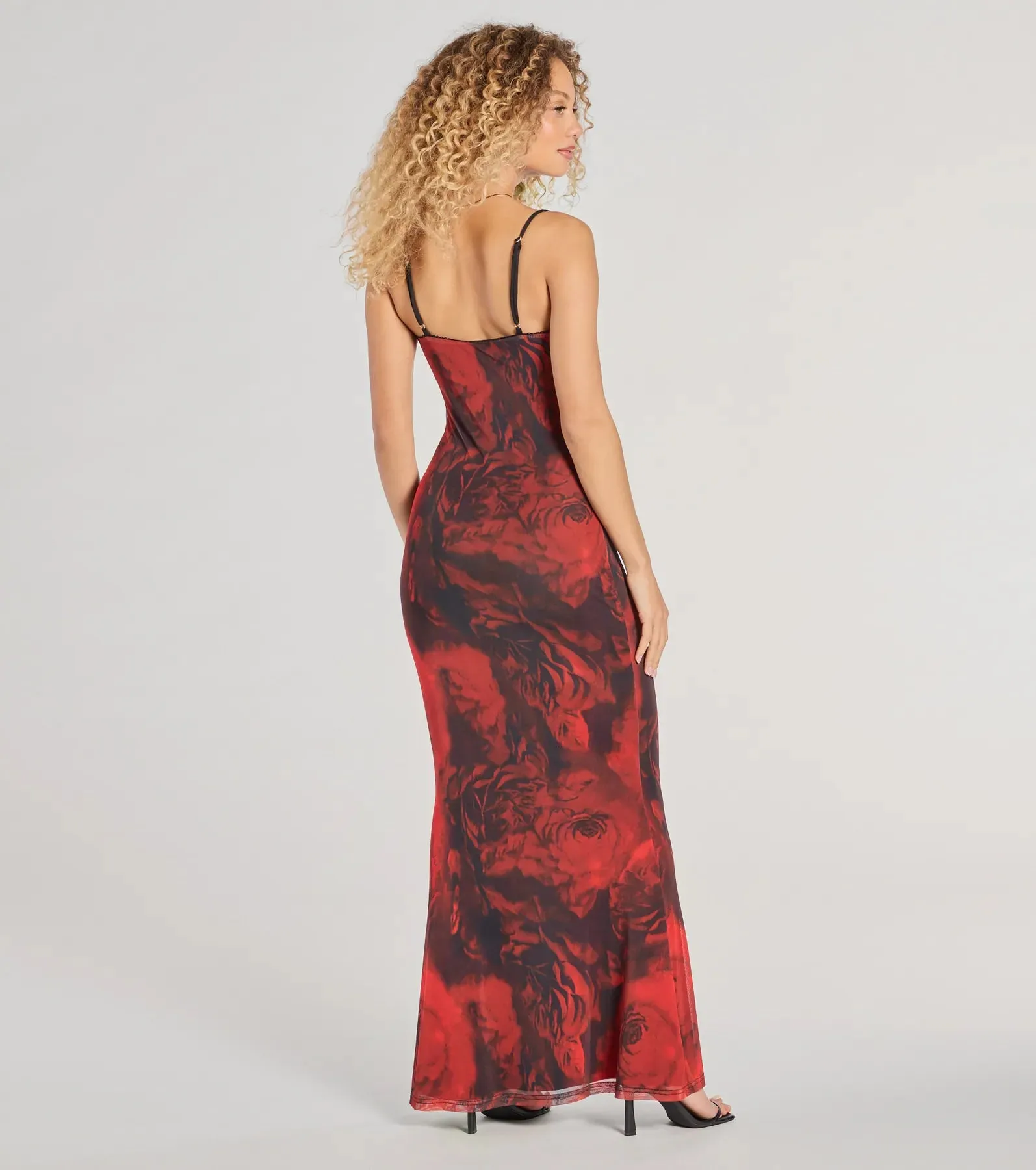 Dreamy Vibes V-Neck Floral Mesh Maxi Dress sold by Windsor product image thumbnail 2